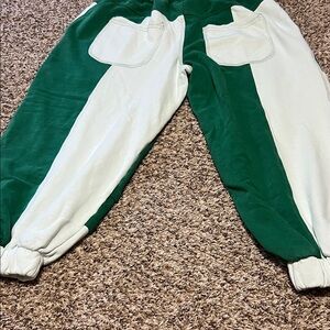 Two-Tone Green and White Joggers